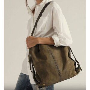 We The Free Dallas Distressed Leather Bag Color: Sandblast Khaki